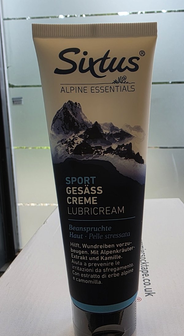 Sixtus SPORT Gesass Creme Lubricream in de huidige tube, productfoto van FRAMO